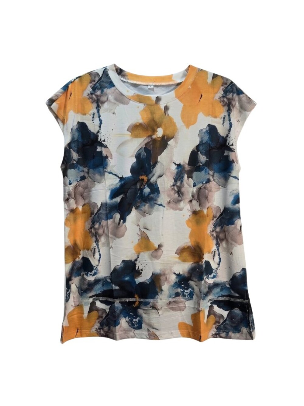 NWOT | Watercolor Floral Abstract Side Slit Tank Top Sleeveless Blouse | Medium